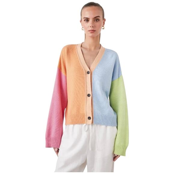 EUC Rails Reese Pastel Color blocked Button Front Cardigan $248 Size Medium - Picture 5 of 13